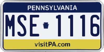 PA license plate MSE1116