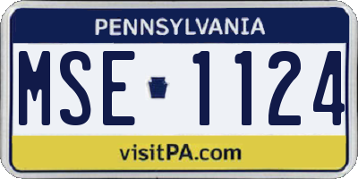 PA license plate MSE1124