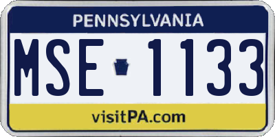 PA license plate MSE1133