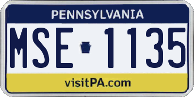 PA license plate MSE1135