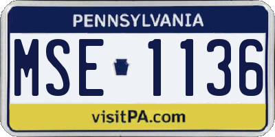 PA license plate MSE1136