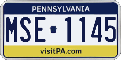 PA license plate MSE1145