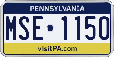 PA license plate MSE1150