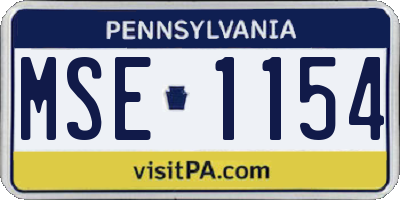 PA license plate MSE1154