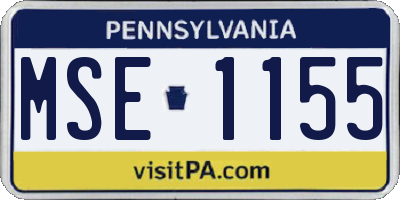 PA license plate MSE1155
