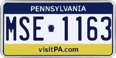 PA license plate MSE1163