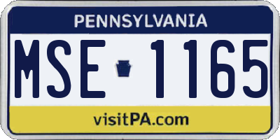 PA license plate MSE1165