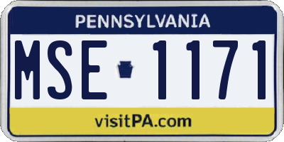 PA license plate MSE1171