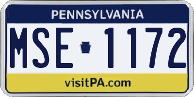 PA license plate MSE1172
