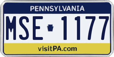 PA license plate MSE1177