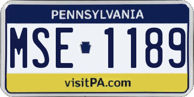 PA license plate MSE1189