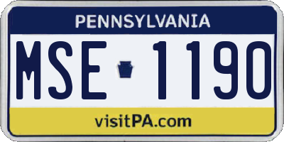PA license plate MSE1190