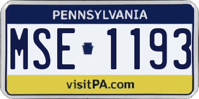 PA license plate MSE1193