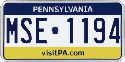 PA license plate MSE1194