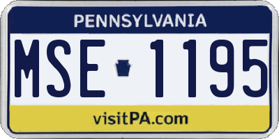 PA license plate MSE1195