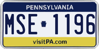 PA license plate MSE1196