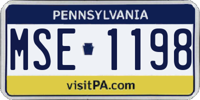 PA license plate MSE1198