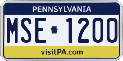 PA license plate MSE1200