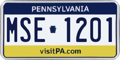 PA license plate MSE1201