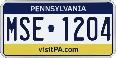PA license plate MSE1204