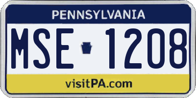 PA license plate MSE1208