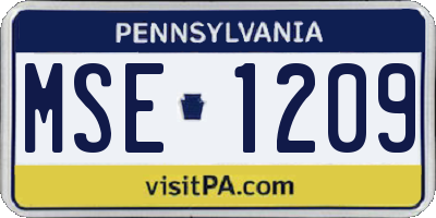 PA license plate MSE1209