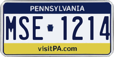 PA license plate MSE1214