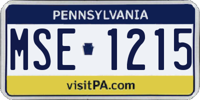 PA license plate MSE1215