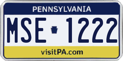 PA license plate MSE1222