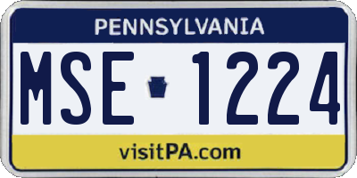 PA license plate MSE1224