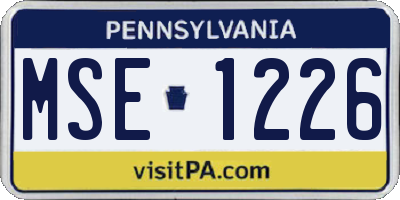 PA license plate MSE1226