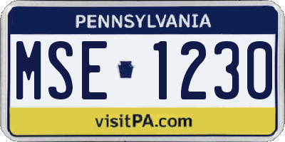 PA license plate MSE1230