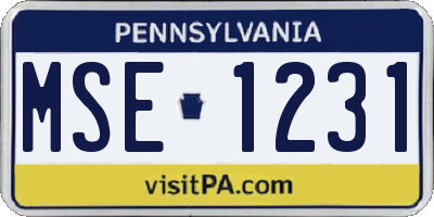 PA license plate MSE1231