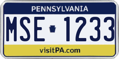 PA license plate MSE1233