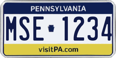 PA license plate MSE1234