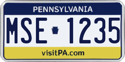 PA license plate MSE1235