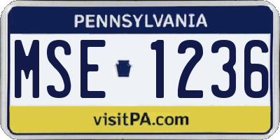 PA license plate MSE1236