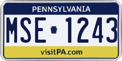 PA license plate MSE1243