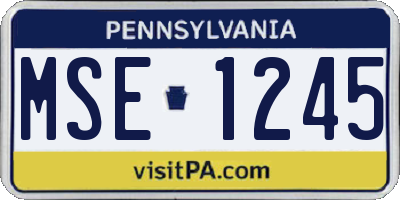 PA license plate MSE1245