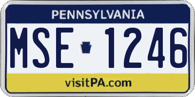 PA license plate MSE1246