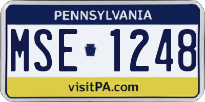 PA license plate MSE1248