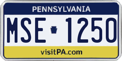 PA license plate MSE1250