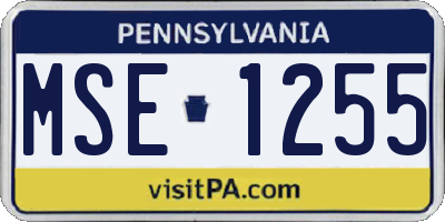 PA license plate MSE1255