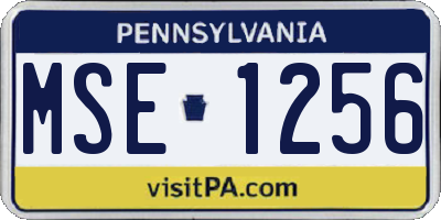 PA license plate MSE1256