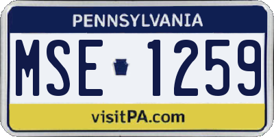 PA license plate MSE1259