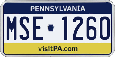 PA license plate MSE1260