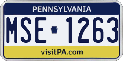 PA license plate MSE1263