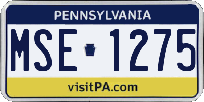PA license plate MSE1275
