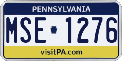 PA license plate MSE1276