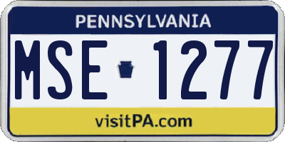 PA license plate MSE1277